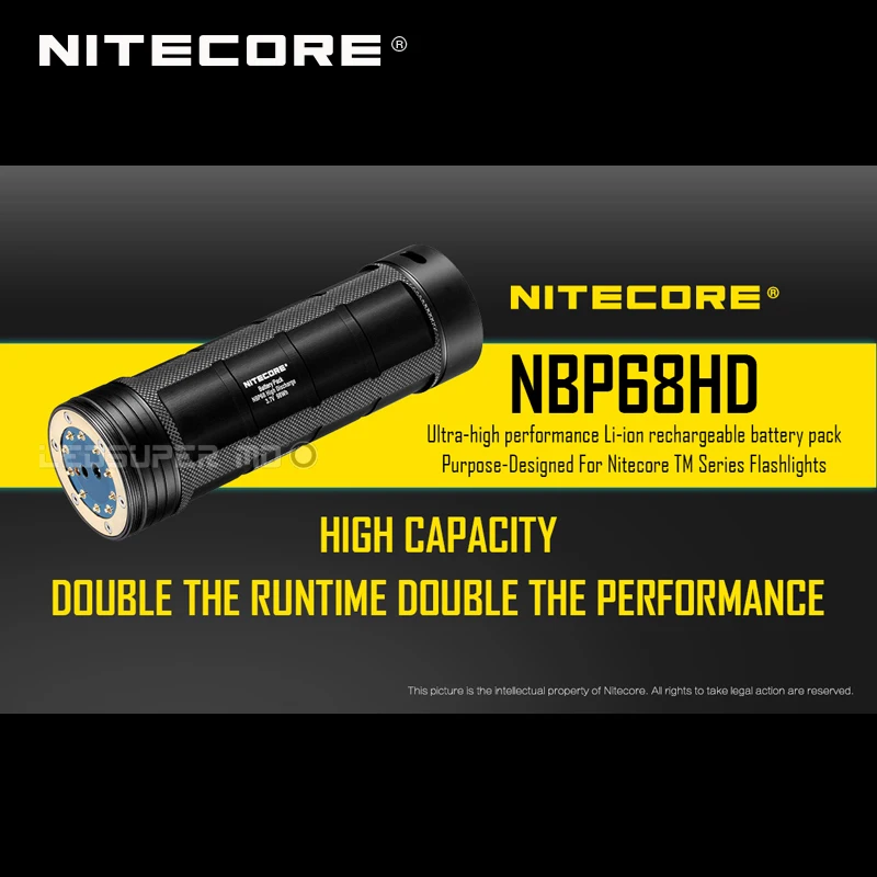 Ultra-high Performance Nitecore NBP68HD Li-ion Rechargeable Battery Pack Purpose-Designed for Nitecore TM Series Flashlights