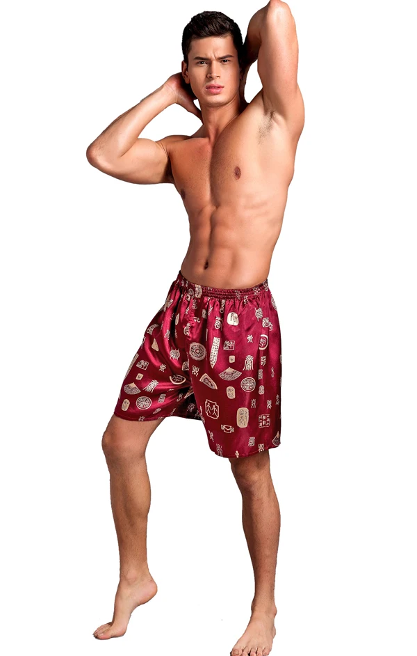 Men's Satin rayon silk feeling Boxers Underwear Homewear shorts solid pattern mixed 20PCS/LOT#2256