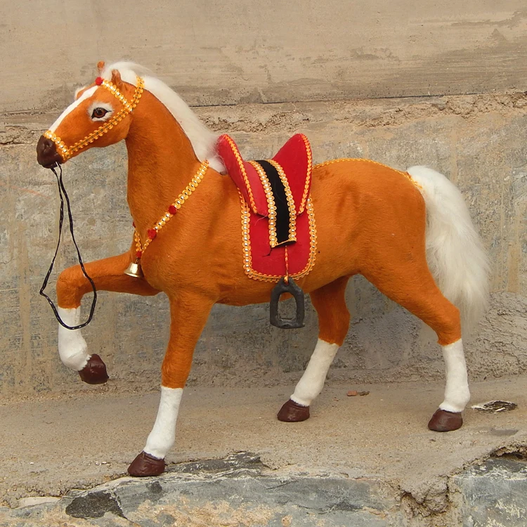 

new simulation horse toy brown lucky polyethylene&furs horse model horse doll gift about 32x28cm 1426