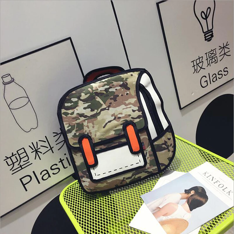 Brand Design Women Backpack 3D 2D Drawing Cartoon Back Bag Comic Messenger Tote Fashion Cute Student Waterproof Bags Unisex 148