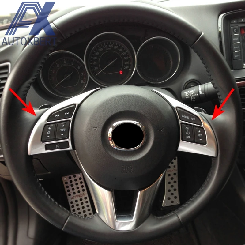 AX Chrome Inside Inner Steering Wheel Button Panel Cover Trim Bezel Surround Garnish For Mazda Cx-5 Cx5 2012 2013 2014 2015 2016