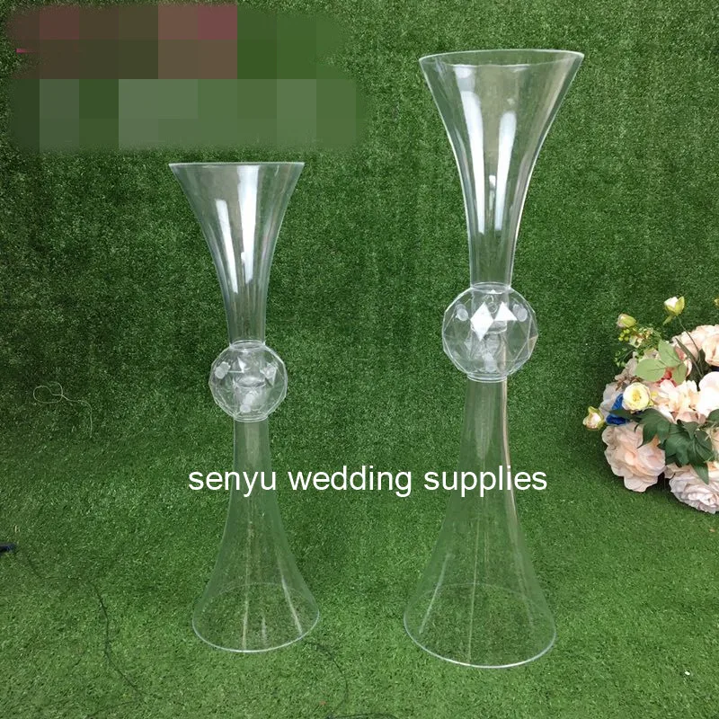 New style headstand clear trumpet clear acrylic vase wedding table centerpiece flower holder centerpiece senyu0060