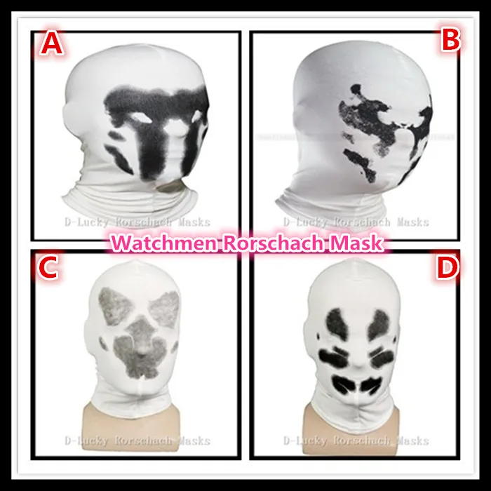 Top Grade High Quality Cute Watchmen Rorschach Mask Cosplay Costume Mask Watchmen Comic---Loveful Face Head Mask Cosplay 4 types