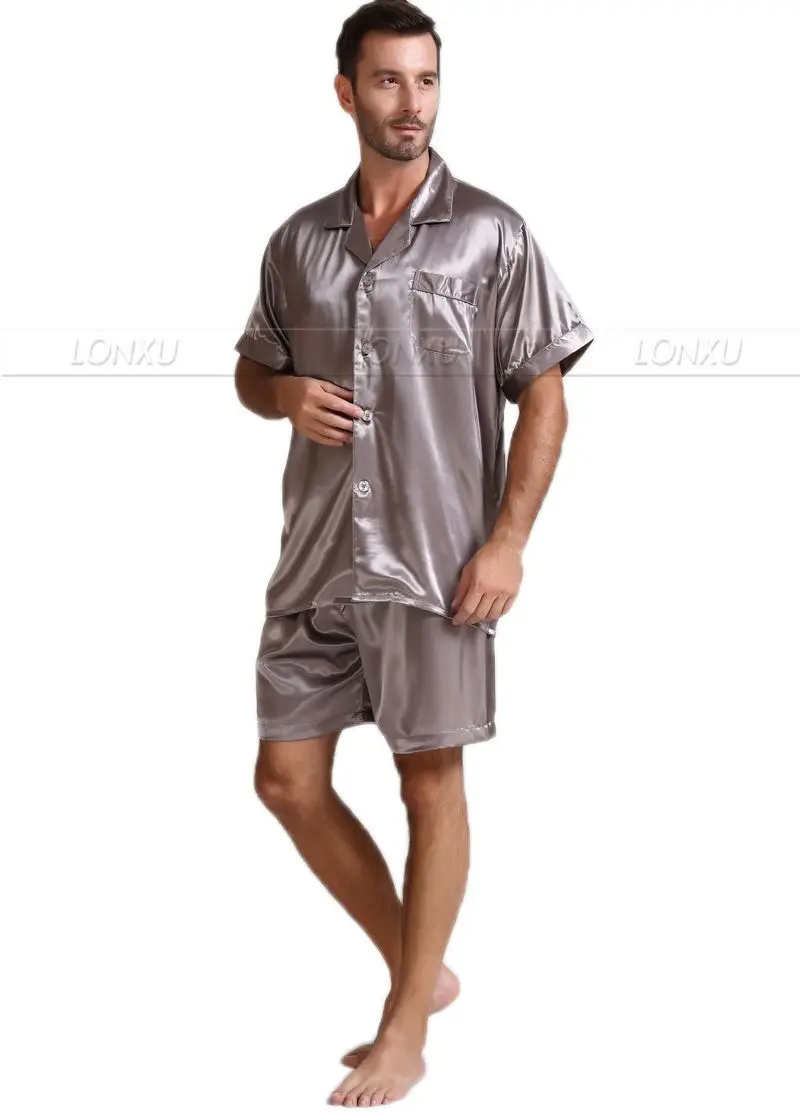 Mens Silk Satin Pyjamas Pyjama Pyjama Kurze Set Nachtwäsche Loungewear U.S.S, M, L, XL, 2XL, 3XL, 4XL Solide _ _ 6 Farben