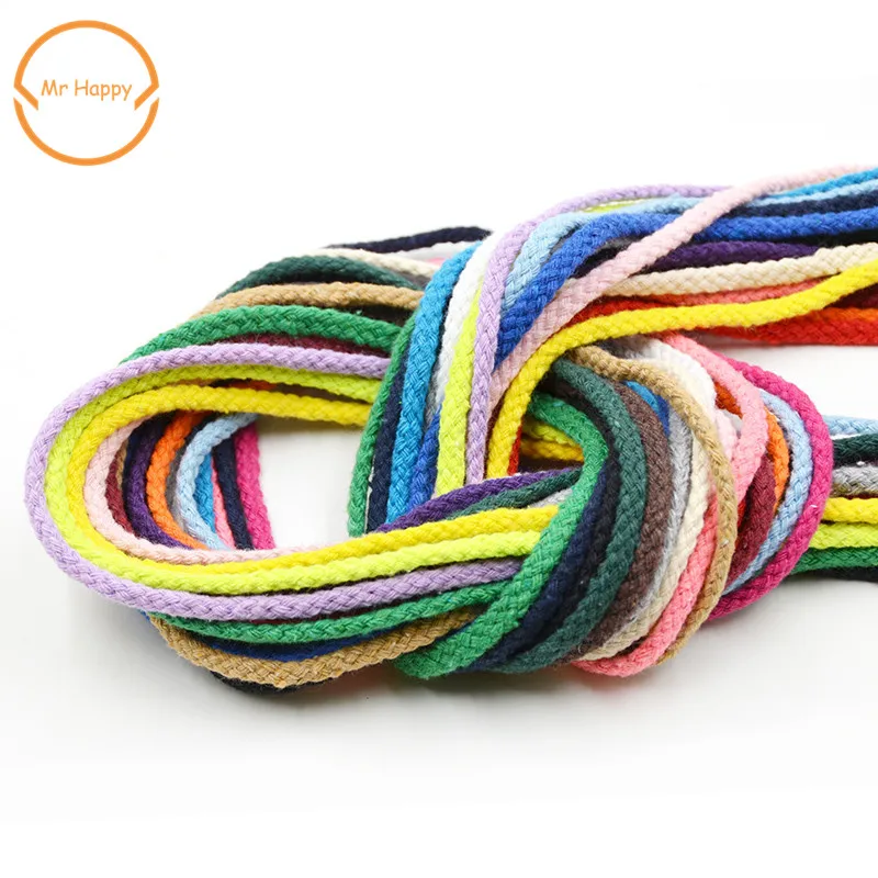 5mm 10yards/lot Diy accessories twisted round 100% cotton cord decoration rope Beige cotton rope hand woven drawstring