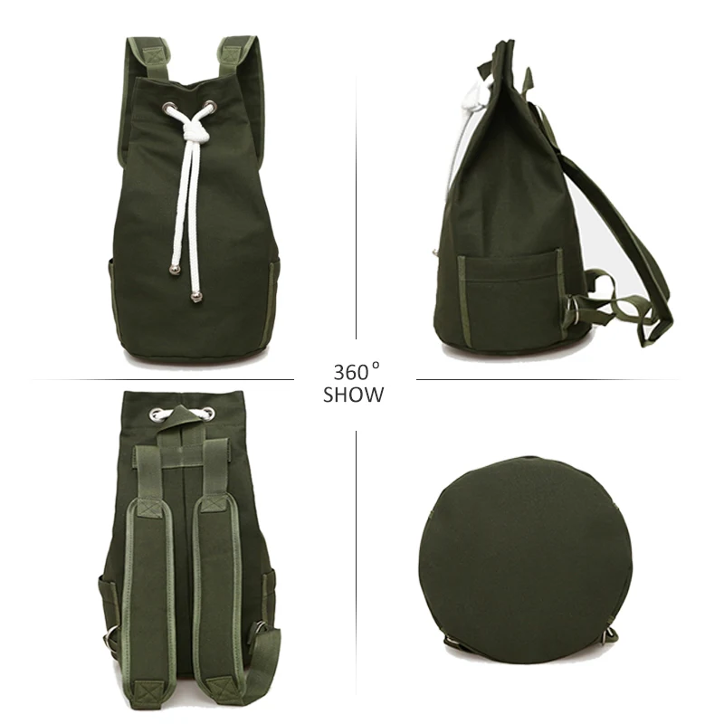 Men Gym Fitness Drawstring Backpack Canvas Bucket Basketball Bag Training School Travel Riding Outdoor Blaso Sac De Sport XA100D