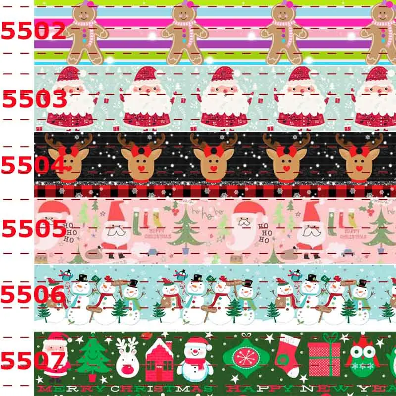 New sales 50 yards Santa Claus Merry Christmas printed grosgrain ribbon