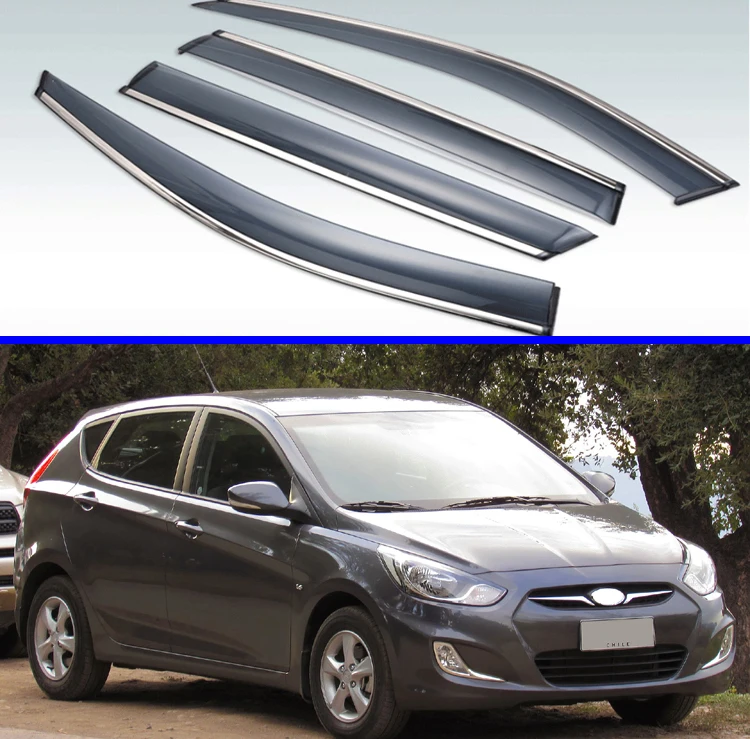 

For Hyundai Accent RB I25 Solaris sedan 2011-2017 Plastic Exterior Visor Vent Shades Window Sun Rain Guard Deflector 4pcs