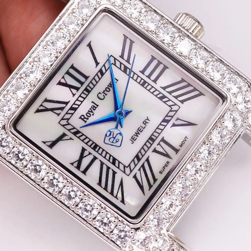 Royal Crown Luxury Jewelry Lady Women\'s Watch Fashion Crystal Hours Dress Leather Bracelet Rhinestone Girl Birthday Gift Box