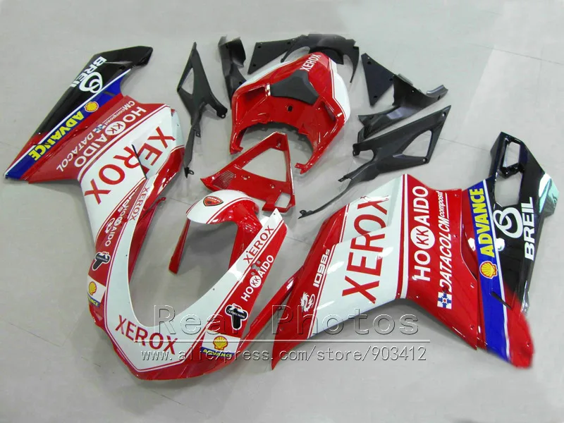 

ABS plastic fairing kit for Ducati 848 1098 1198 07 08 09 10 11 red white black fairings set 848 1198 2007-2011 HZ31