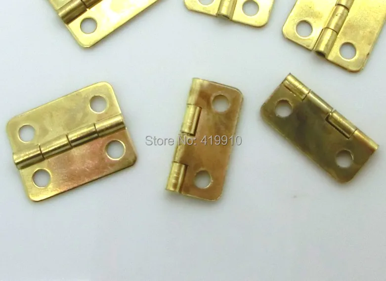 

Free Shipping-50pcs Gold Plated Hardware 4 Holes DIY Box Butt Door Hinges (Not Including Screws) 16x13mm J1261