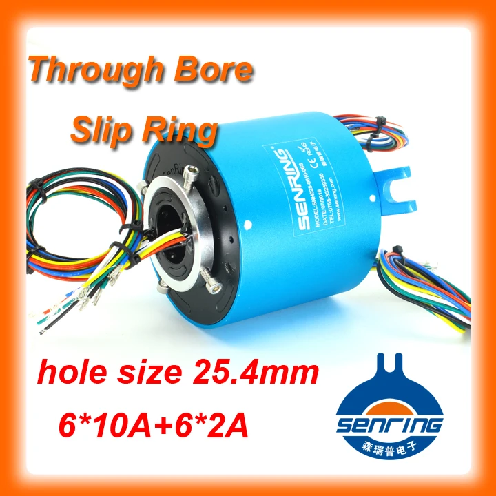 Hollow shaft slip ring hole Diameter 25.4mm 6 Channels 10A+ 6 Channels 2A Outer Diameter 86mm Slip ring