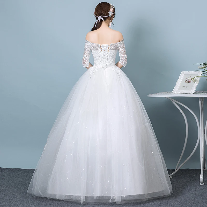 Cheap Wedding Dress 2023 New Birde Half Sleeve Ball Gown Luxury Lace Wedding Dresses Vestido De Noiva Robe De Mariee Plus Size