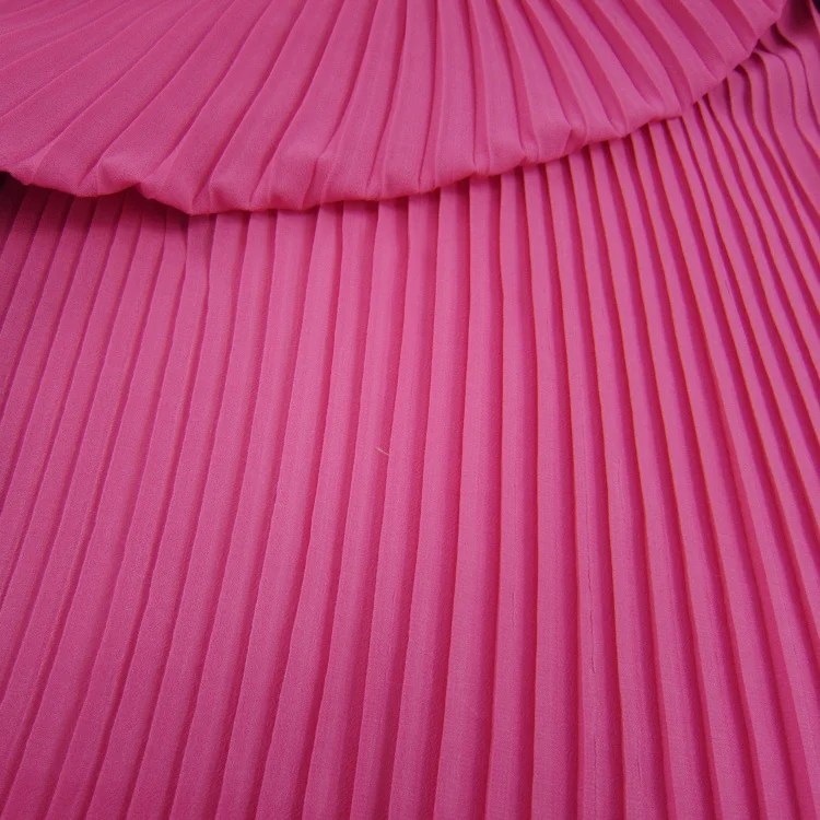 

3 Meters 150CM 59" Wide rose red Ruffled Pleated Chiffon Fabric Solid Dress Clothes Materials LX81 1/0.5