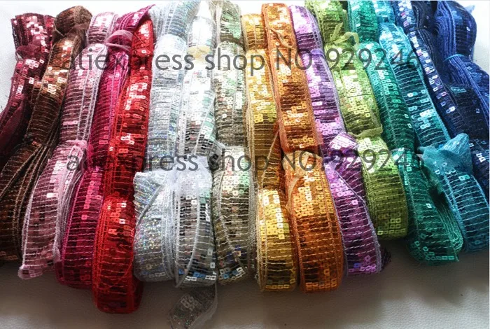 16 yards/lot 5-rows square sequins ribbon lace for dancing costume decoration grey sequins for stage garments dress accessory