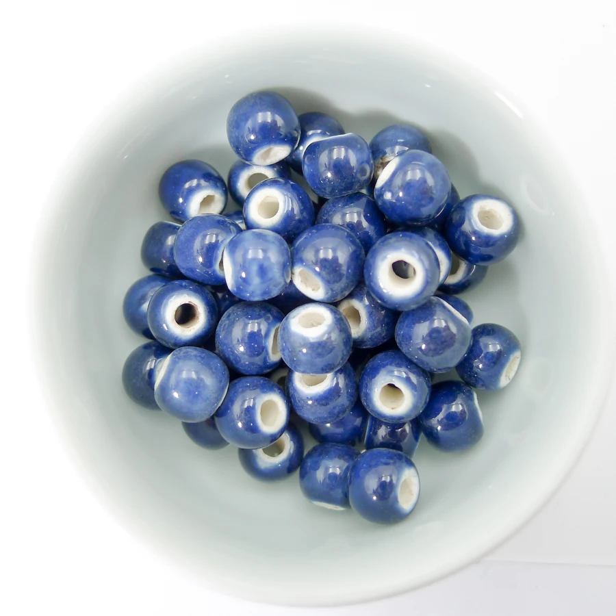 8# 100pcs Jingdezhen Ceramic Beads  For Necklace Making Ceramics Porcelain Bead For Jewelry Making 8mm  Beads #A413C