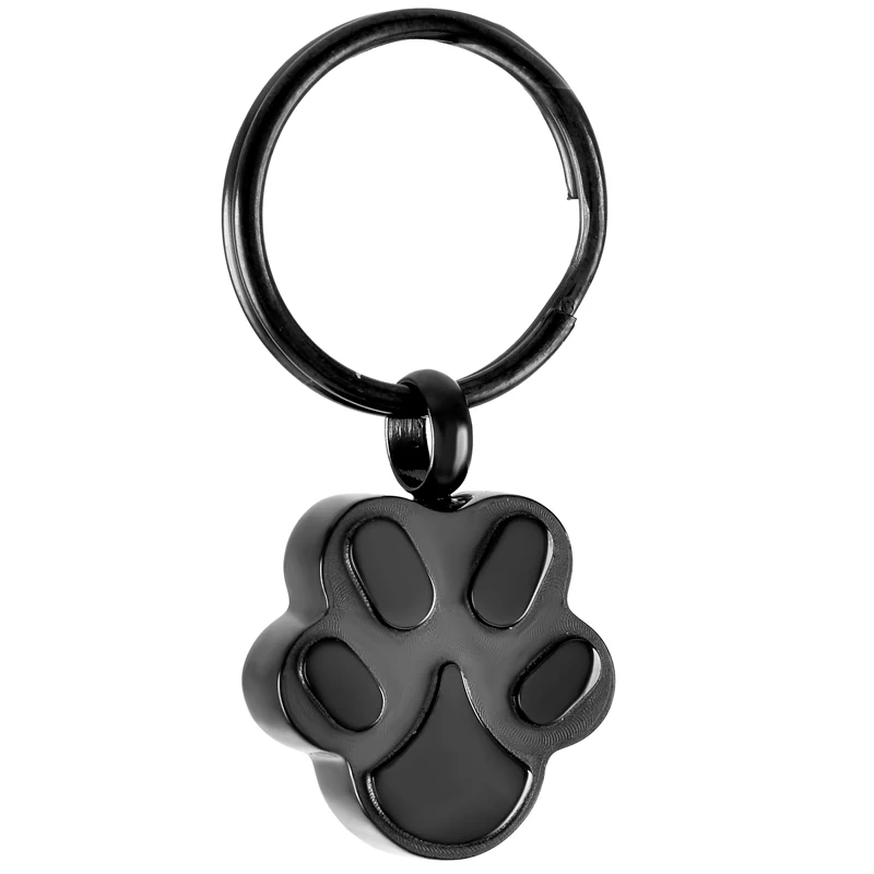 

Cremation Jewelry for Ashes Black Paw Print Key Chain Memorial Ash Pendant For Pet Dog Cat Ashes Keepsake Urns Keyring