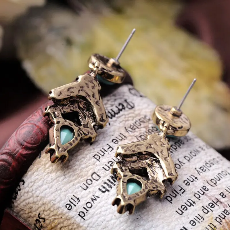 LUBOV Retro Natural Stone Mixed Joker Bohemia Drop Earrings For Women And Girls Trendy Rhinestone Accessories Jewelry Gift