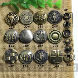 vintage design DIY metal snap button set leather craft clothes handmade bags accessories 50sets/lot