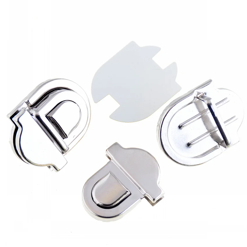 

Free Shipping-5 Sets Silver Tone Trunk Lock Handbag Bag Accessories Purse Snap Clasps/ Closure Locks 34x47mm J1816