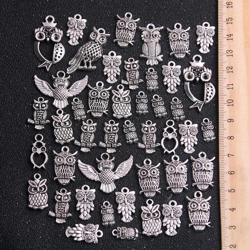 

20pcs Vintage Metal Mixed Two color Random Owl Charms Animal Pendants For Jewelry Making Diy Handmade Jewelry