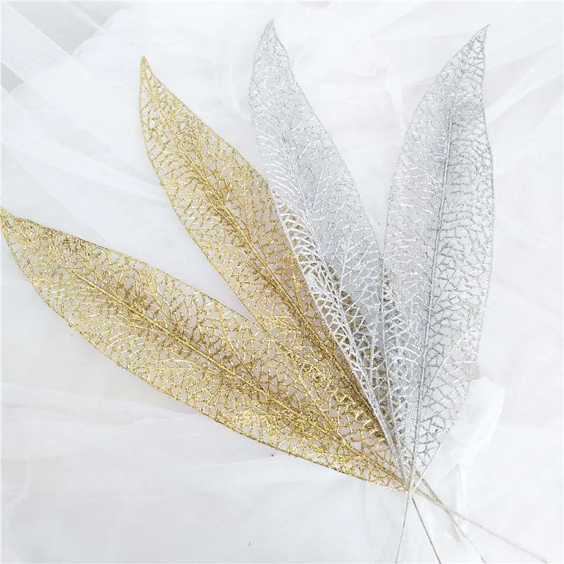 Christmas Tree Decoration Leaf Fashion Glitter Hollow Leaves Christmas Decorative Flower Party Wedding Supplies New Year Gifts