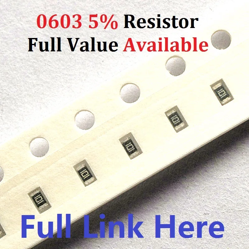 

100PCS (0 Ohm To 10M) Ohm SMD Chip Resistor 0603 10K Ohm 5% Chip Resistors 0R 1K 2.2K 3.3K 4.7K 4K7 10K 100K 560R Ohm Kit