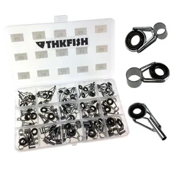 THKFISH 80pcs Fishing Rod Guides Repair Kit #1.8-#8.6 Telescopic Fishing Rods Eye Rings Guide Tip Tops Replacement Set