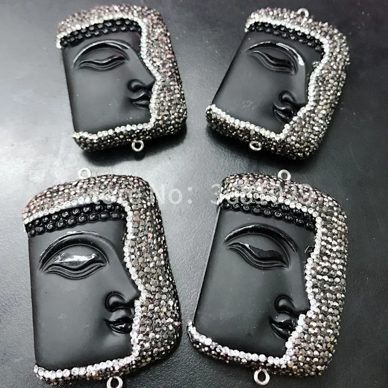 Natural obsidian Buddha head pendant half face Buddha main pendant transfer safety pendant necklace