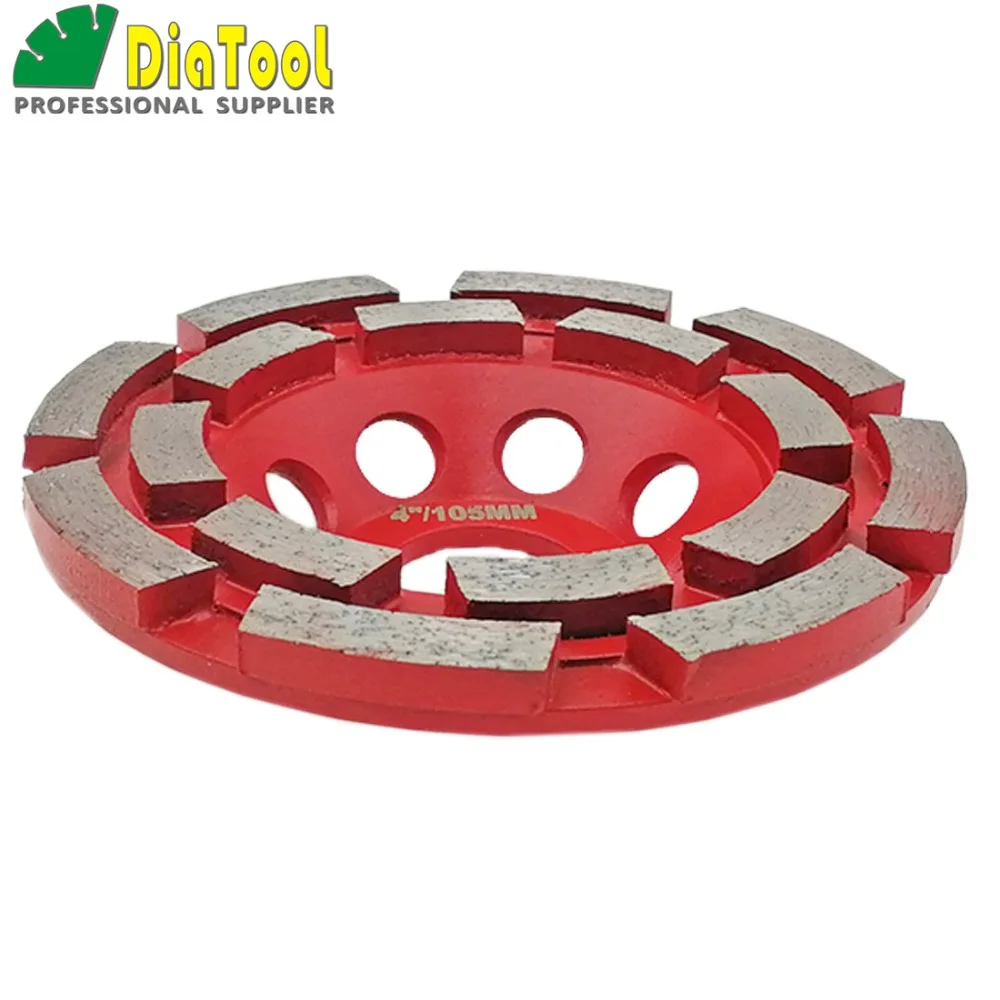 DIATOOL-Rueda de copa de doble fila de diamante, diámetro de 100mm, para Material abrasivo de hormigón, muela de 4 pulgadas, diámetro de 22,23mm