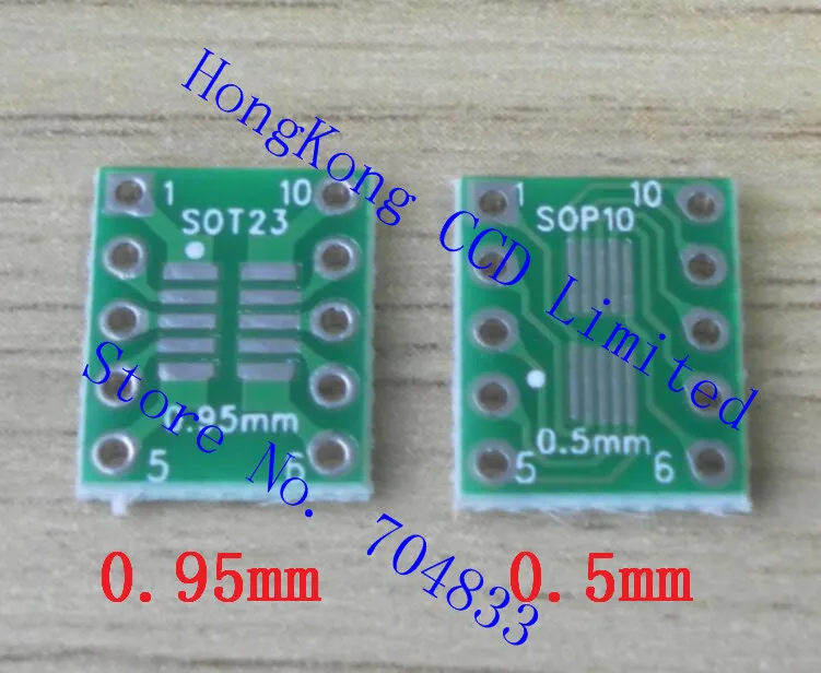 

10pcs/lot sot23 msop 10 umax to dip 10 adapter plate 0.5mm 0.95mm pitch