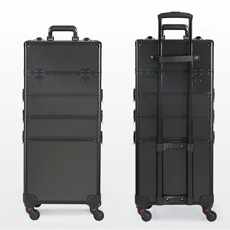 Brand Aluminum Frame 4 Layers Trolley Bags Makeup Box Beauty Case Wheel Professional Baggage Suitcase Travel Luggage Toolbox Bag