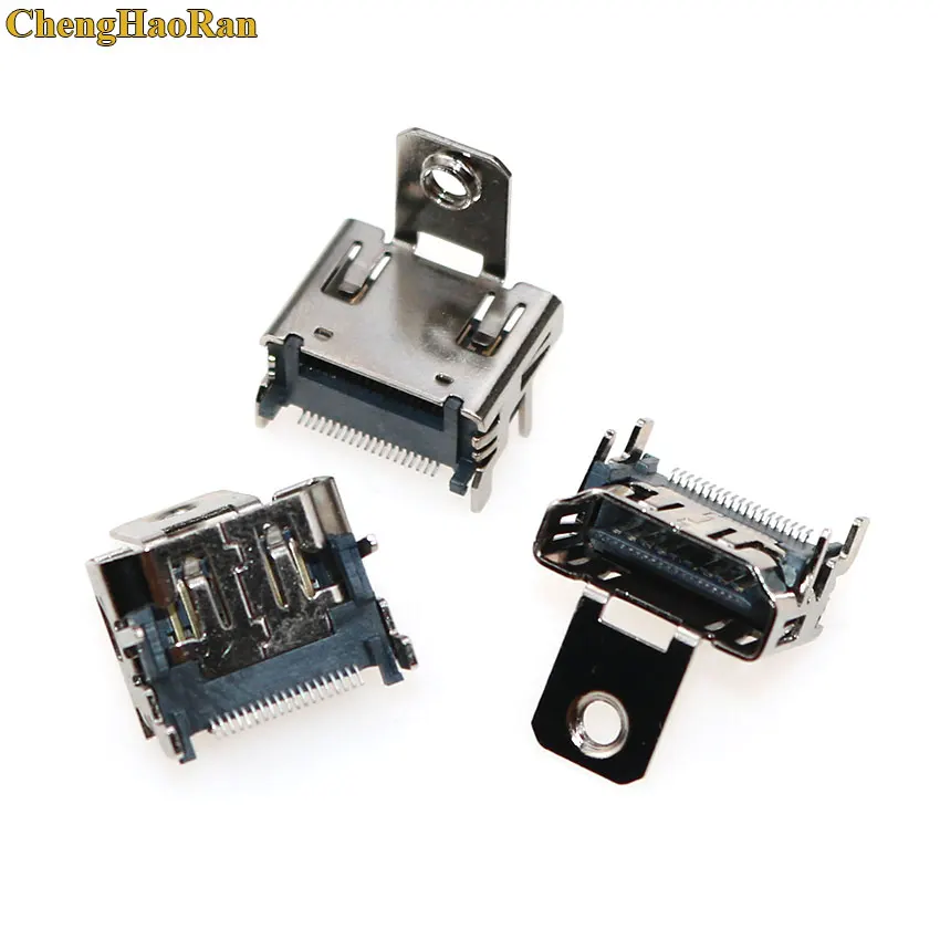 ChengHaoRan 1pcs 19 pin HDMI Female Socket interface connector 90 degree With Screw Hole fixed screw holes HDMI plug