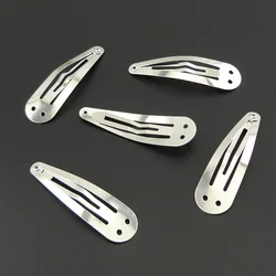 20PCS 5.0cm two hole metal snap clips for kids DIY hair bows accessories Plain hairpins eco-friendly items nickle free,lead free