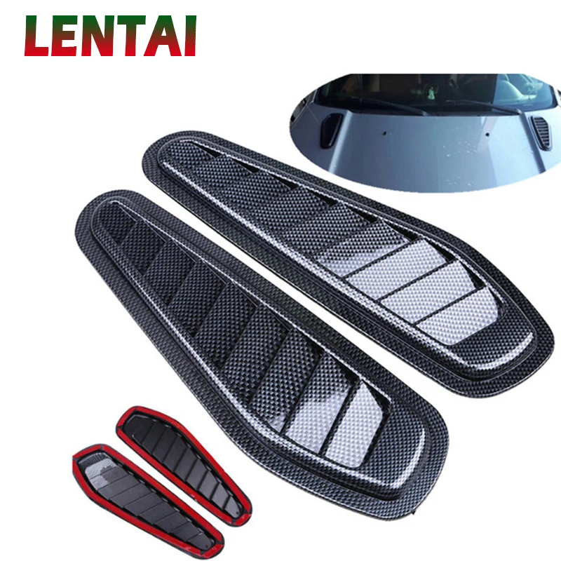 OVERE 1Set Carbon Fiber Car Air Flow Vent Intake Hood Scoop Vent Bonnet Cover For Ford Focus 2 Fiesta Mondeo MK4 Ranger Toyota