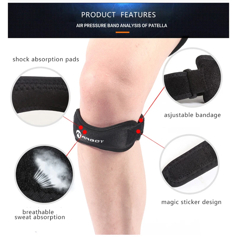 1 pièce genou tendon rotulien genouillère sangle orthèse réglable Absorption des chocs Compression genouillère manchon pour basket-ball