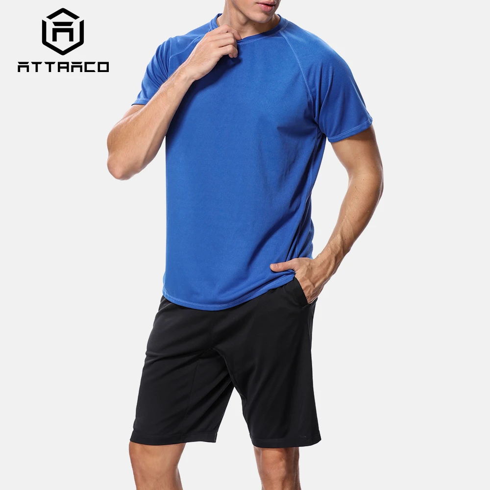 Attraco Men Rashguard Dry-Fit Shirts Men Solid Color Shirt UV-Protection Rash Guard UPF 50+ Beach Wear