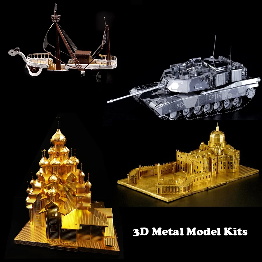 

3D Metal Puzzle Model Kits st peter's basilica church of the transfiguration M1 abrams tank pegasus and Going Merry for choose