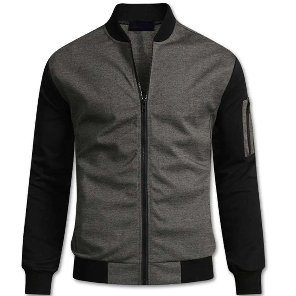 

Men's Jackets Fashion Spring Autumn Mens British Casual Wear Stand collar Patchwork Jacket Coat Male Outerwear