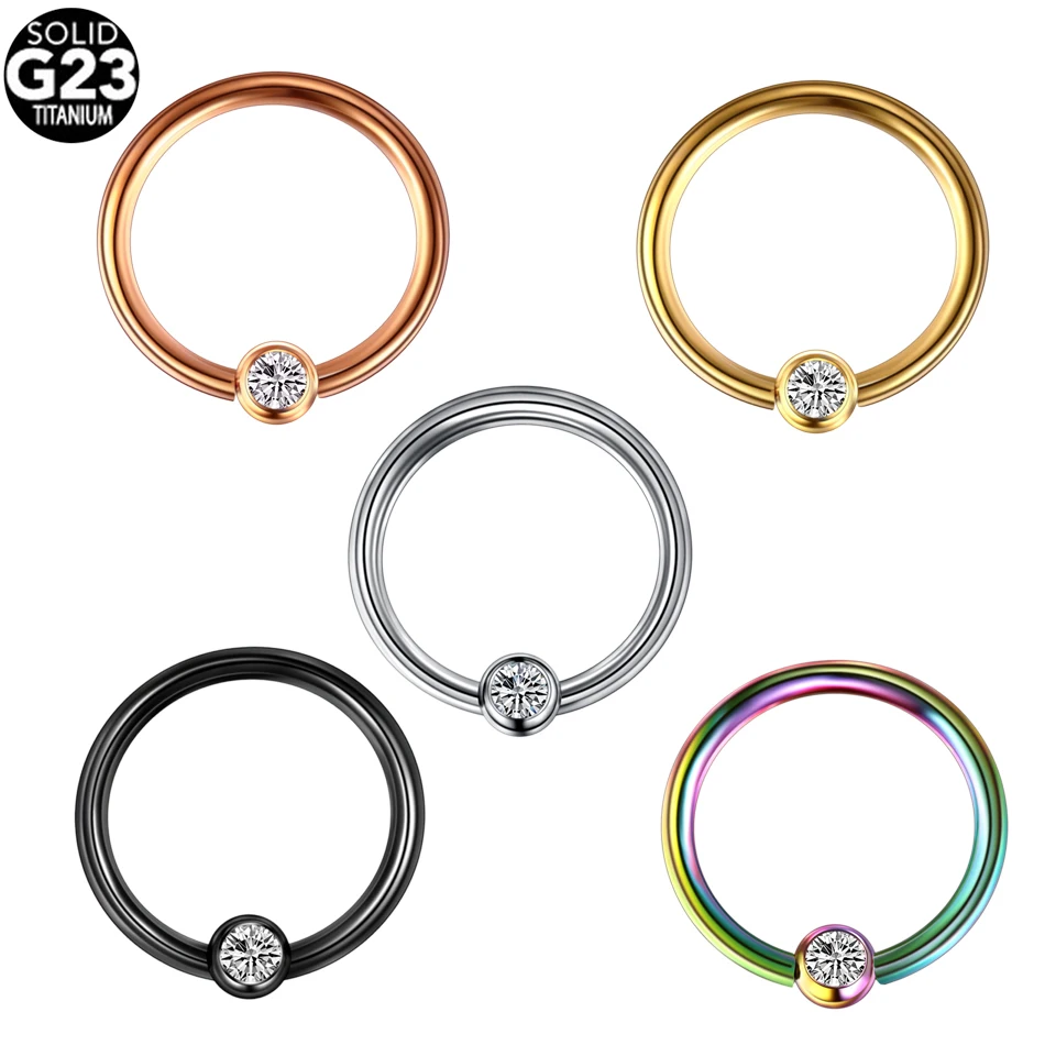 1PC G23 Titanium Captive Bead Ring Nose Septum Ring Ear Cartilage Helix Piercing Nostril Hoop Labret Lip Rings Piercing