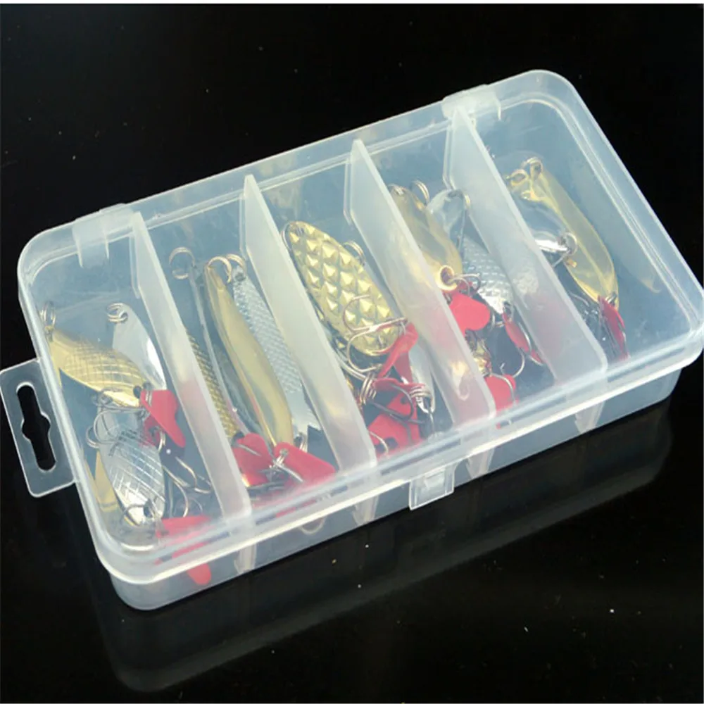 10pcs/20pcs Metal Spinner Spoon Kit Fishing Lure Hard Bait Set Sequins Treble Hook For Winter Ocean River Fishing Accessories