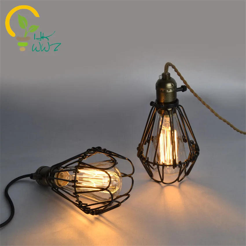 Rustic Industrial Pendant Light American Vintage LOFT Style Single-Head Cage Design for Cafe Restaurant Bar Lighting Fixture