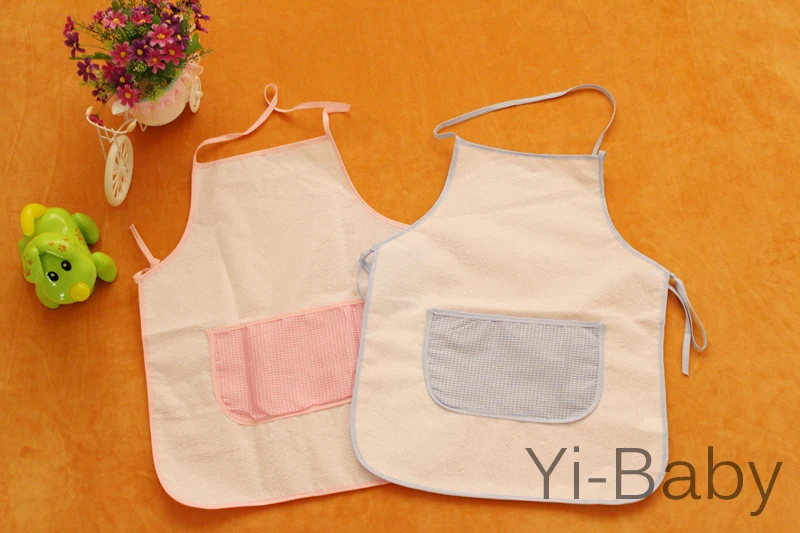 Free shipping YB0034 Waterproof apron Children kitchen apron Check pattern aporn Children's apron 12PCS/Set