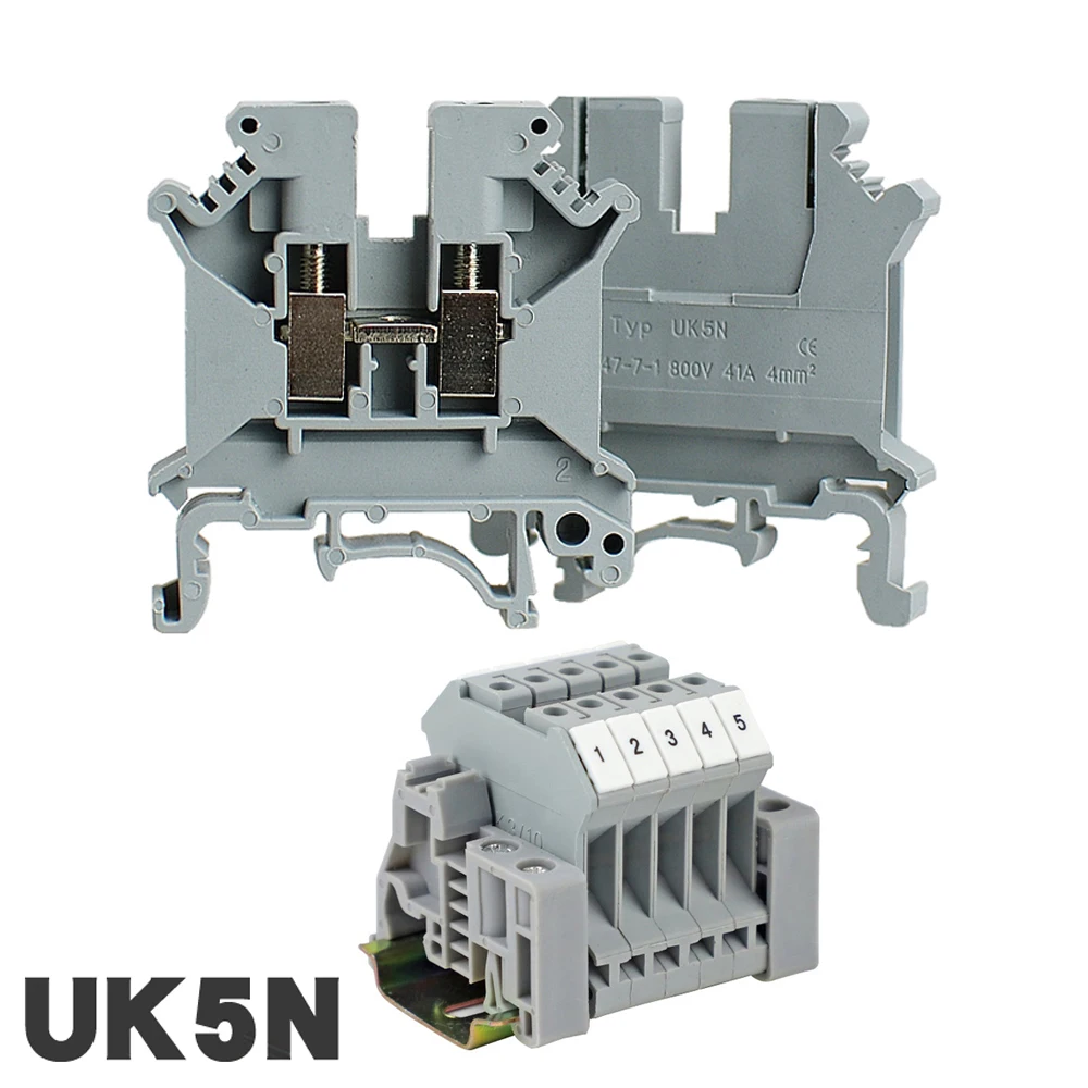 UK5N UK Series DIN Rail Screw Clamp Terminal Blocks Kit Set 800V 41Amp IEC