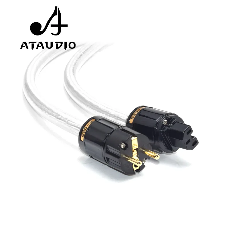 ATAUDIO Hifi Silver and Copper Power Cable High Quality Powr Cord with Gold-plated European Plug