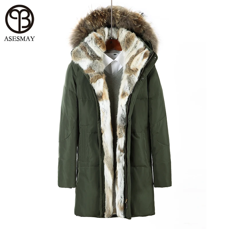 Asesmay ฤดูหนาวลงเสื้อสำหรับผู้ชายและผู้หญิงลง Parka สีขาวเป็ดลงเสื้อหนา Warm Plus ขนาด S-5XL ธรรมชาติขนสัตว์ที่ถอดออกได้