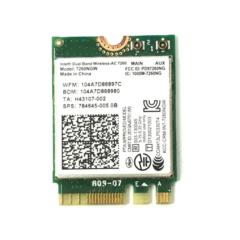 PCi Express 7260AC 2.4G / 5G Dual Band 7260HMW 867 Mbps Wireless PCI-E Wi-Fi Bluetooth 4.0 7260 WIFI CARD Desktop AC-7260 WLAN