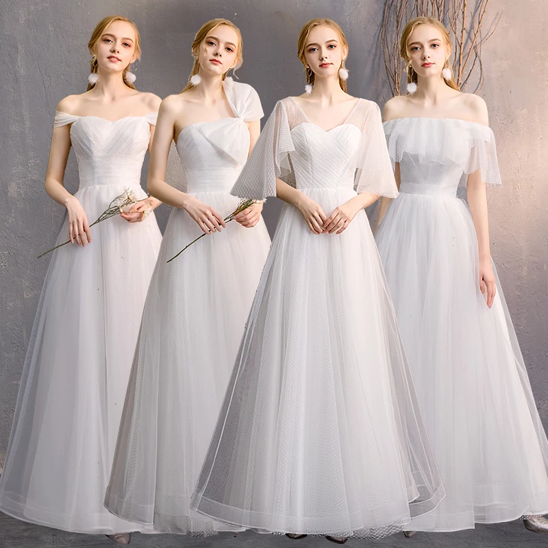 

Bow decoration Bridesmaid's dress tulle Custom four style available a-line Bridesmaid Dresses for Wedding Party Vestido De Festa