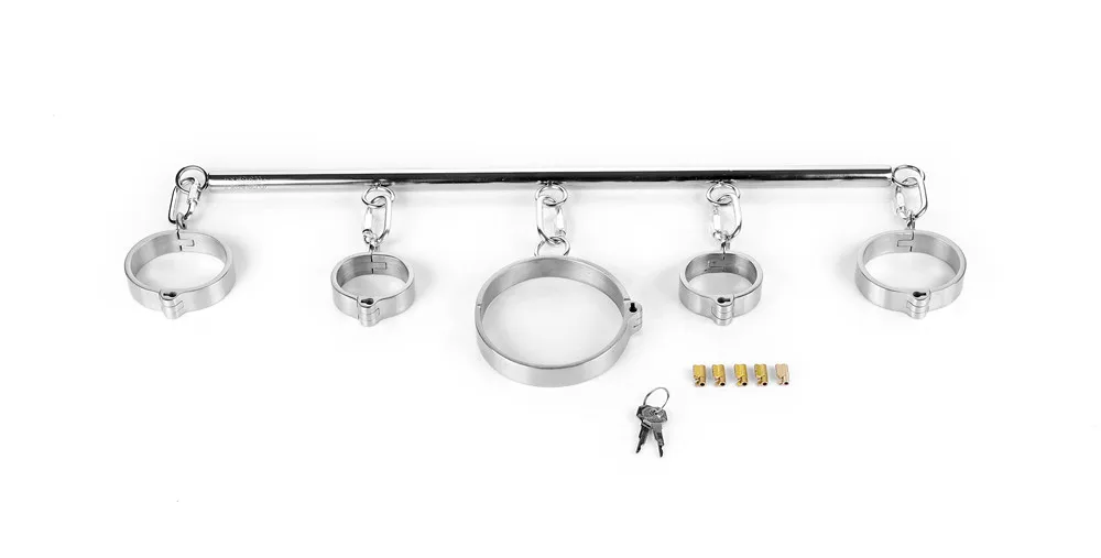 

New Stainless Steel Detachable Bondage Yoke Pillory Handcuffs Wrist Cuffs Shackles Anklet Fetters Neck Ring Collar Sex Toy