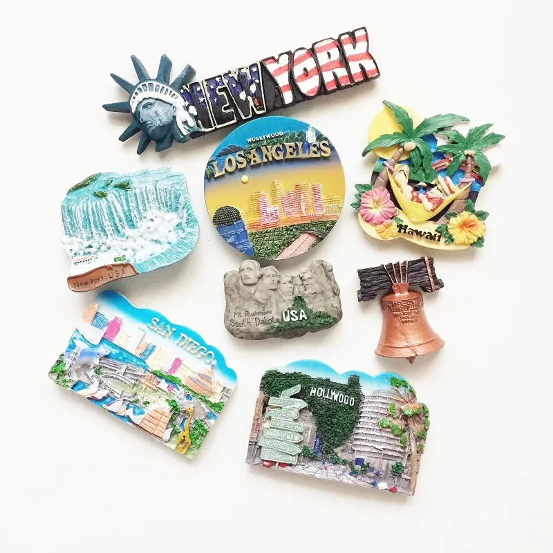 

New Arrival USA New York/Hawaii/Mount Rushmore Fridge Magnets Souvenirs 3D Resin Decorative Refrigerator Magnetic Wall Stickers